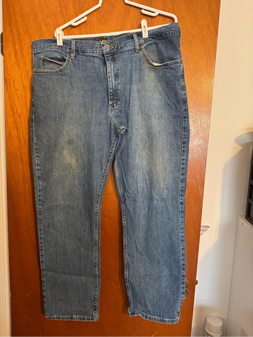 Lee Men's 42 x 30 Straight Leg Denim Jeans in Blue - slight staining